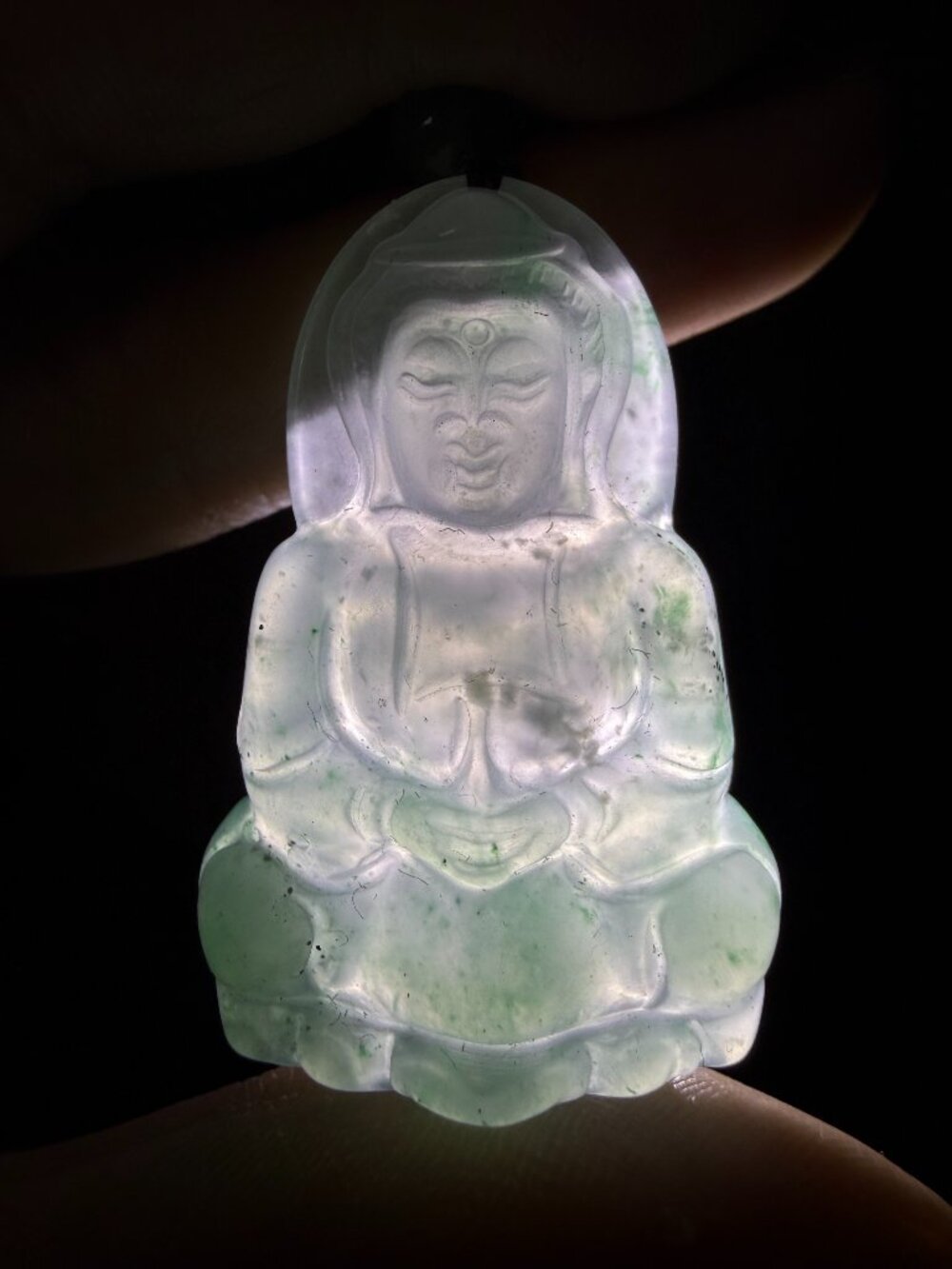 Soft Green Jade Guan Yin Pendant | Hand Carved Calming Protection Piece